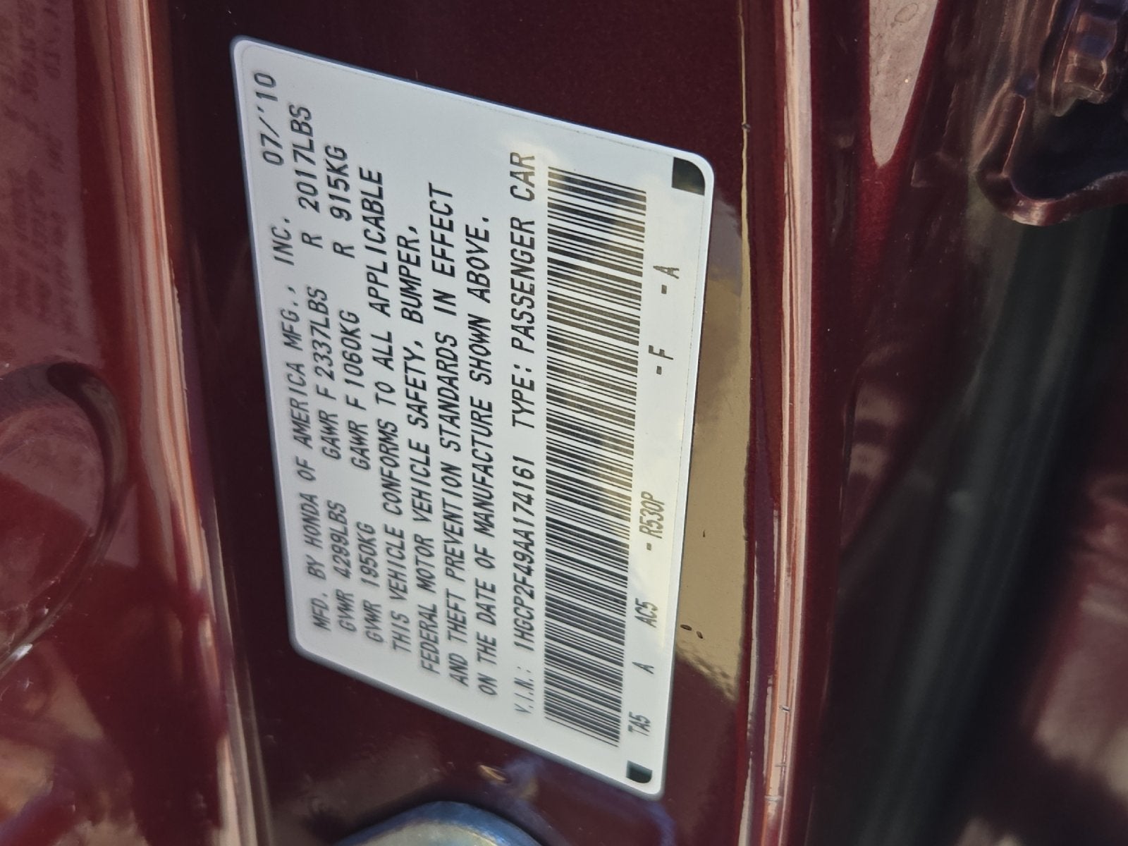 2010 Honda Accord LX-P 2.4