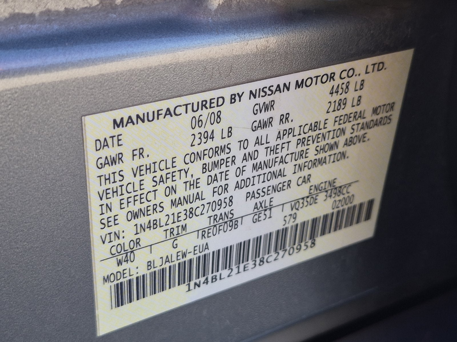 2008 Nissan Altima 3.5 SL