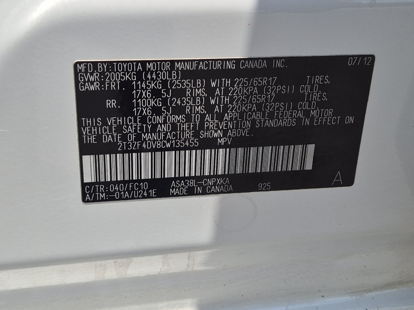 2012 Toyota RAV4 Base