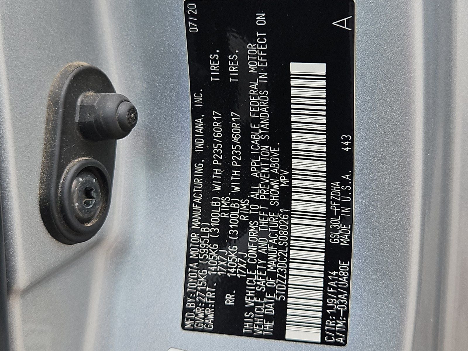 2020 Toyota Sienna L 7 Passenger