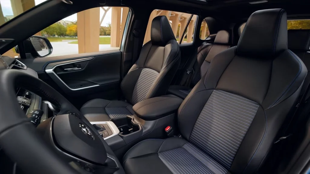 Interior view of the Toyota RAV4 dashboard and infotainment screen